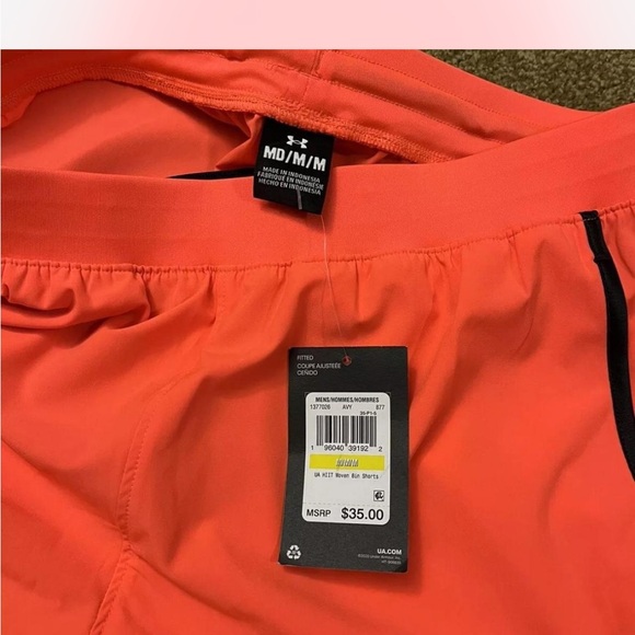 Under Armour Athletic Activewear Shorts, Orange Color, Men’s Size M - Picture 3 of 6